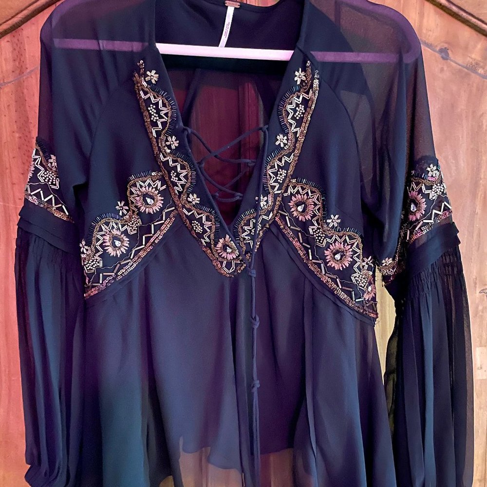 Free People Beaded Blouse